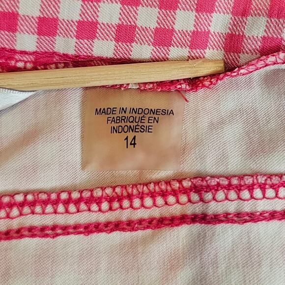 Alia Pink Gingham Print Stretchy Capri Size 14 - Picture 4 of 6
